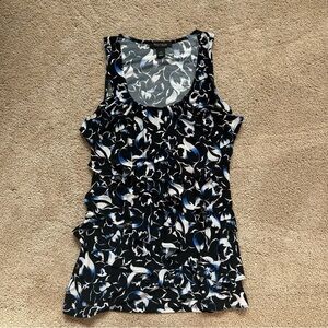 Black and Blue Ruffled Black House White Market Women's Top